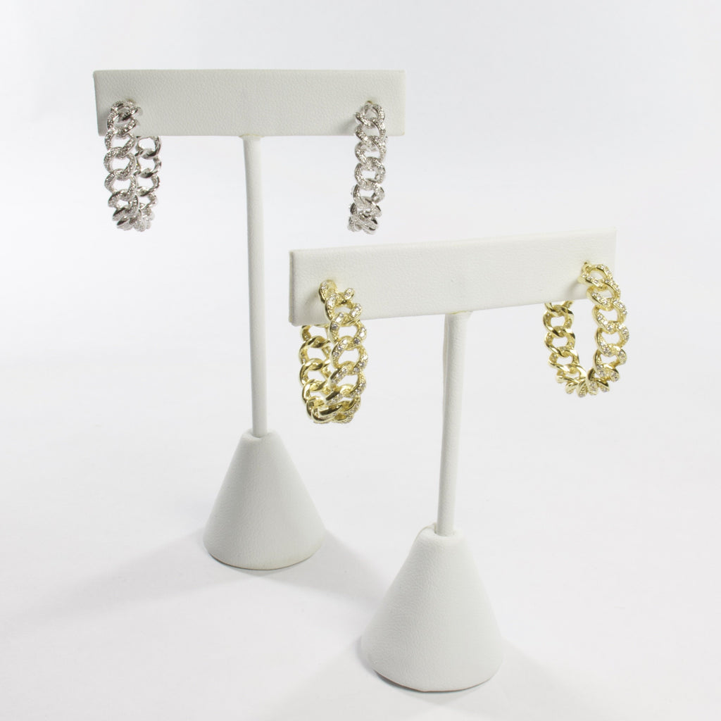 CZ Link Hoop 25mm - Gold or Silver-Earrings-Balara Jewelry