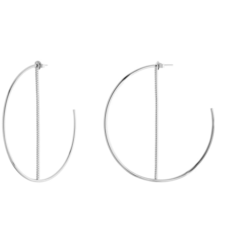CZ Bar Hoop-Earrings-Balara Jewelry