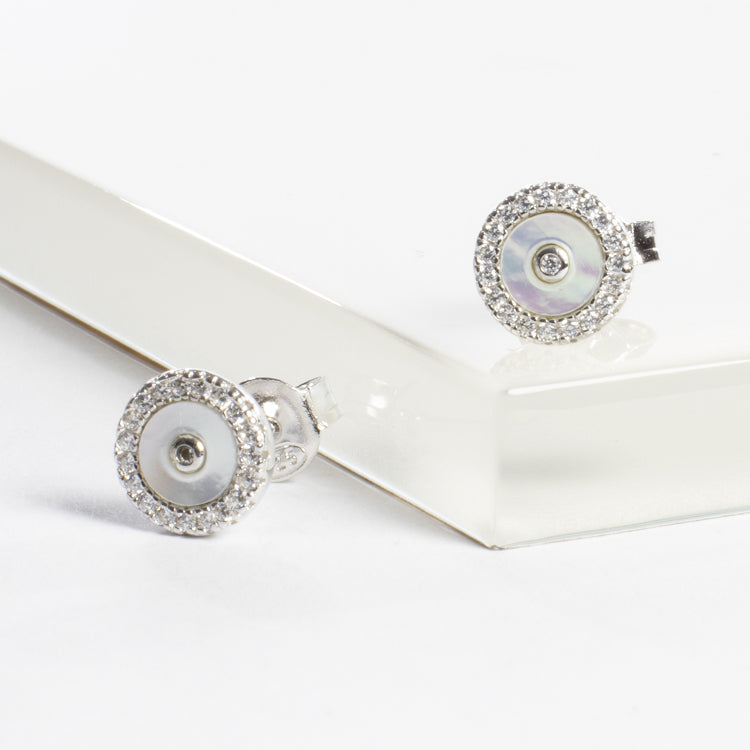 Mini MOP CZ Studs-Earrings-Balara Jewelry