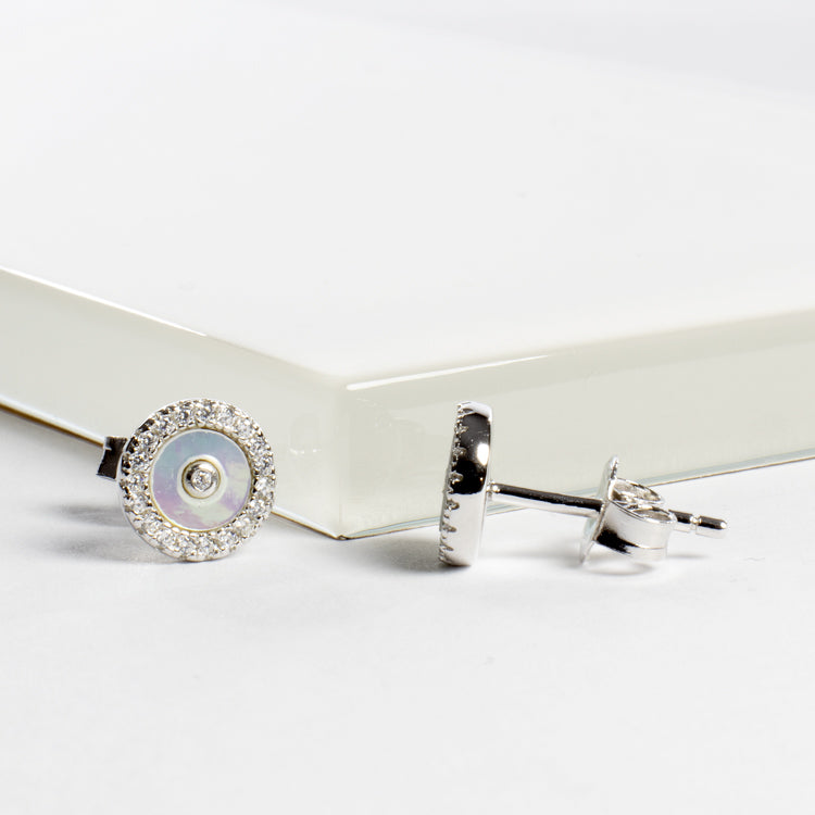 Mini MOP CZ Studs-Earrings-Balara Jewelry
