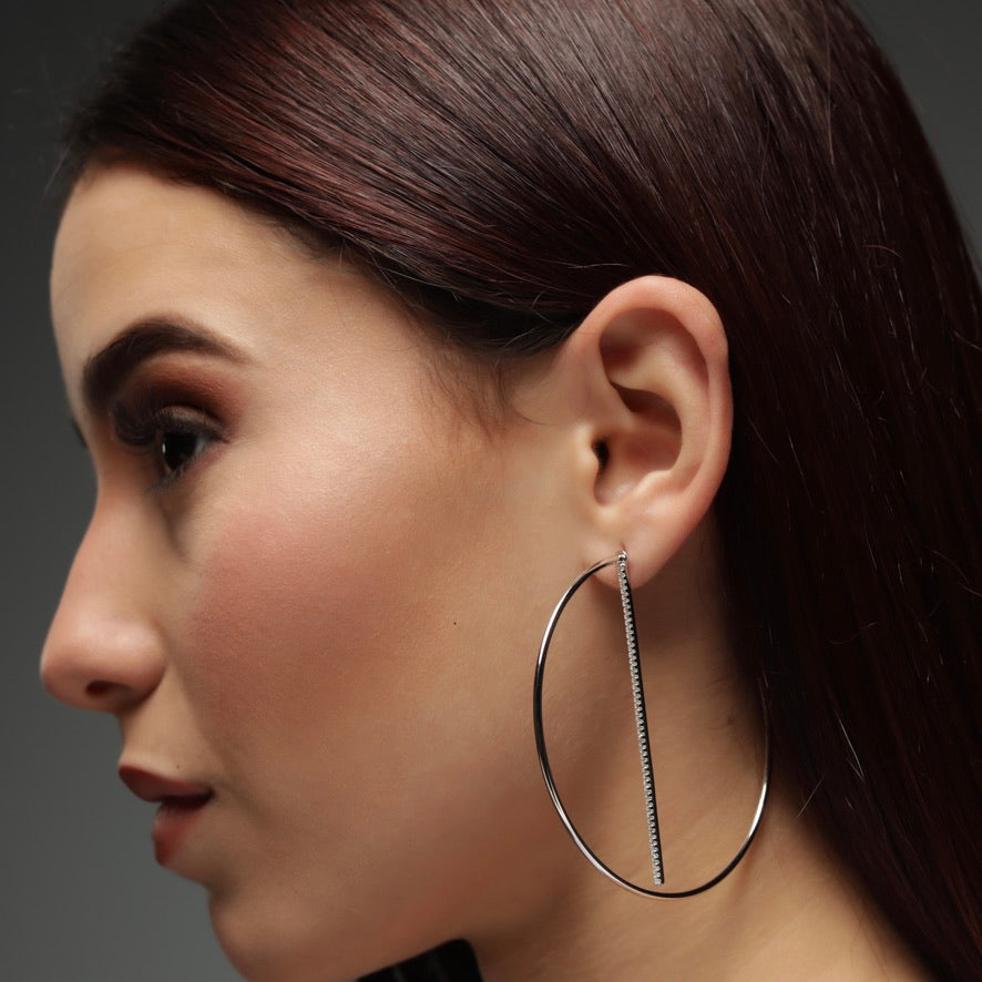 CZ Bar Hoop - Silver
