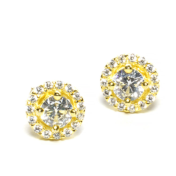 Blissful Halo Pave CZ Stud Earrings - Girls & Teens-Earrings-Balara Jewelry