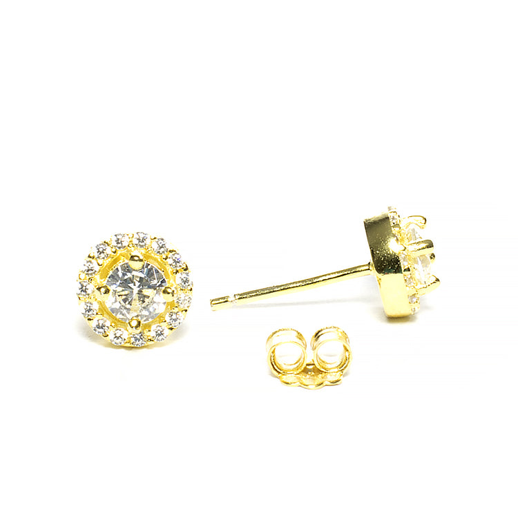 Blissful Halo Pave CZ Stud Earrings - Girls & Teens-Earrings-Balara Jewelry