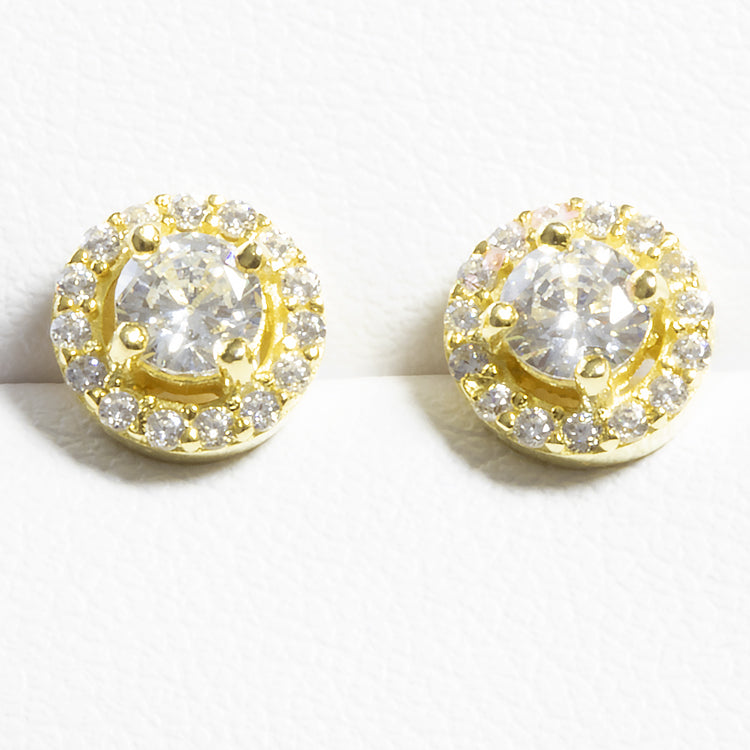 Blissful Halo Pave CZ Stud Earrings - Girls & Teens-Earrings-Balara Jewelry