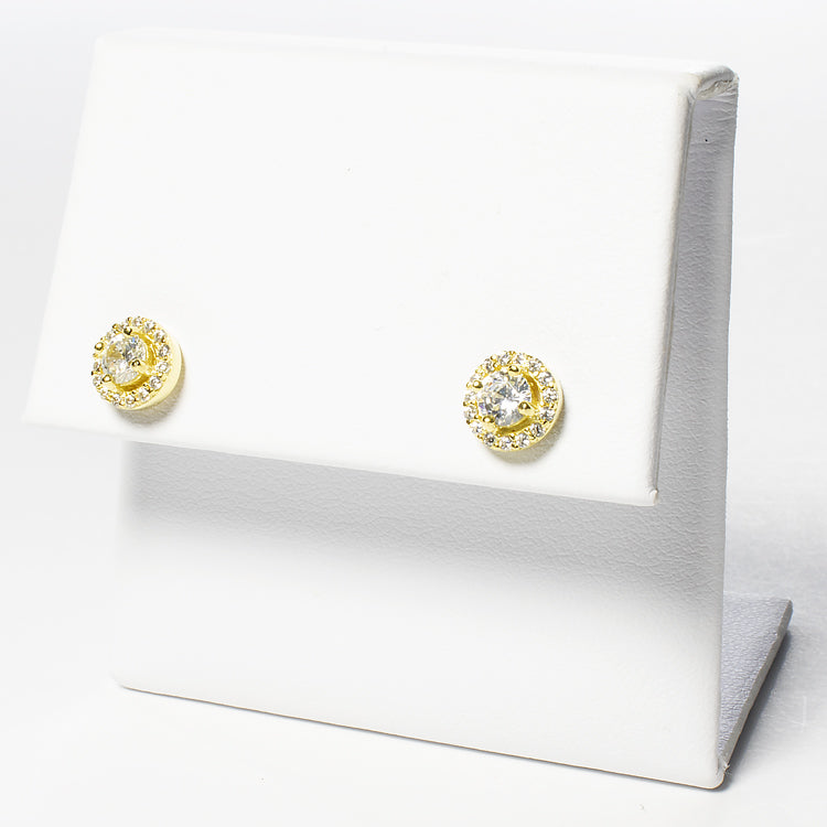 Blissful Halo Pave CZ Stud Earrings - Girls & Teens-Earrings-Balara Jewelry