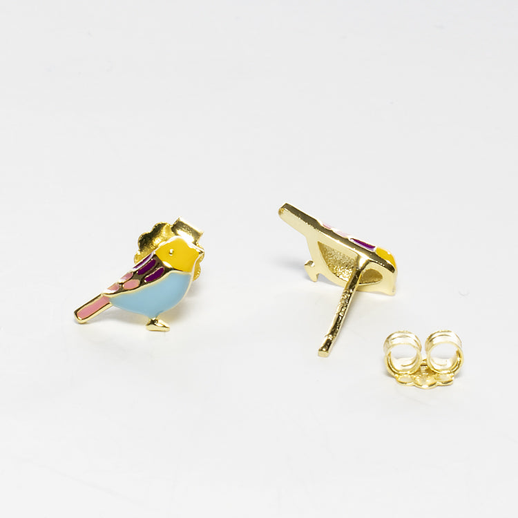 Tiny Colorful Bird Stud Earrings - Girls & Teens-Earrings-Balara Jewelry