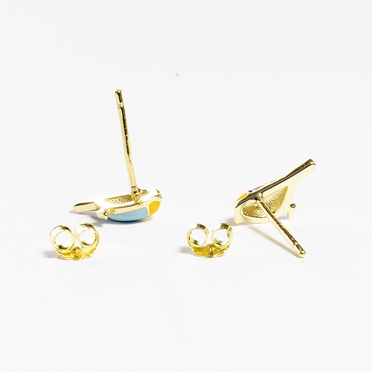 Tiny Colorful Bird Stud Earrings - Girls & Teens-Earrings-Balara Jewelry