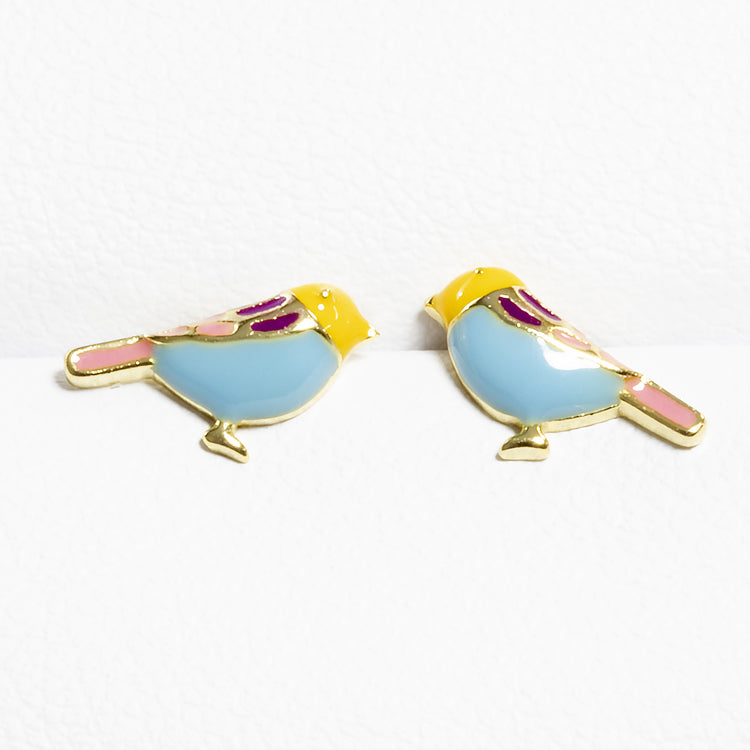 Tiny Colorful Bird Stud Earrings - Girls & Teens-Earrings-Balara Jewelry