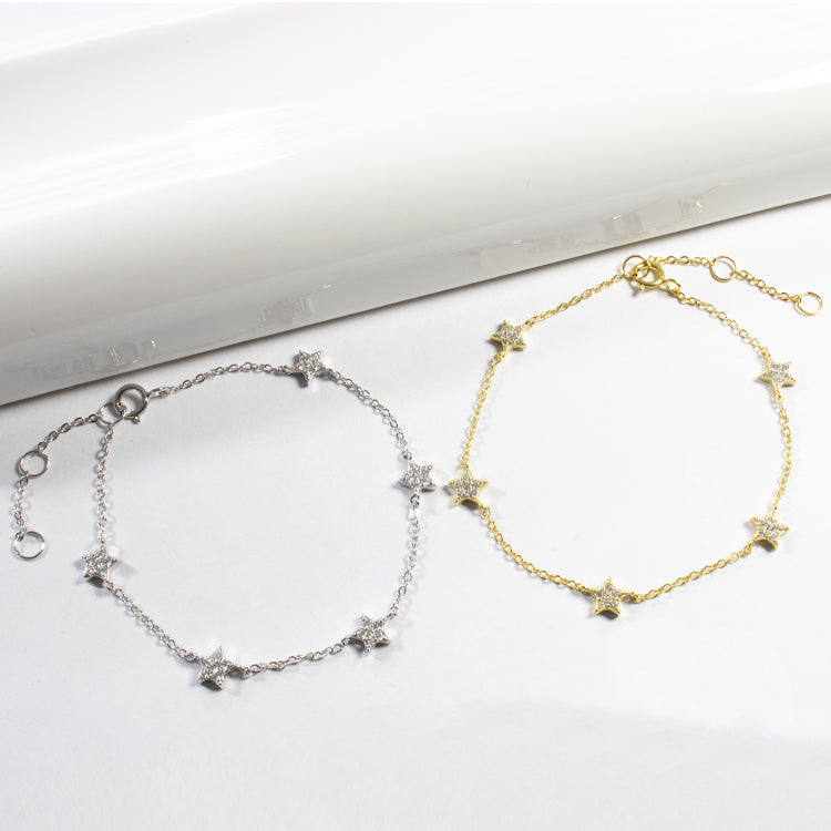 Multi Stars CZ Bracelet - Gold or Silver - Girl & Teens-Bracelets-Balara Jewelry