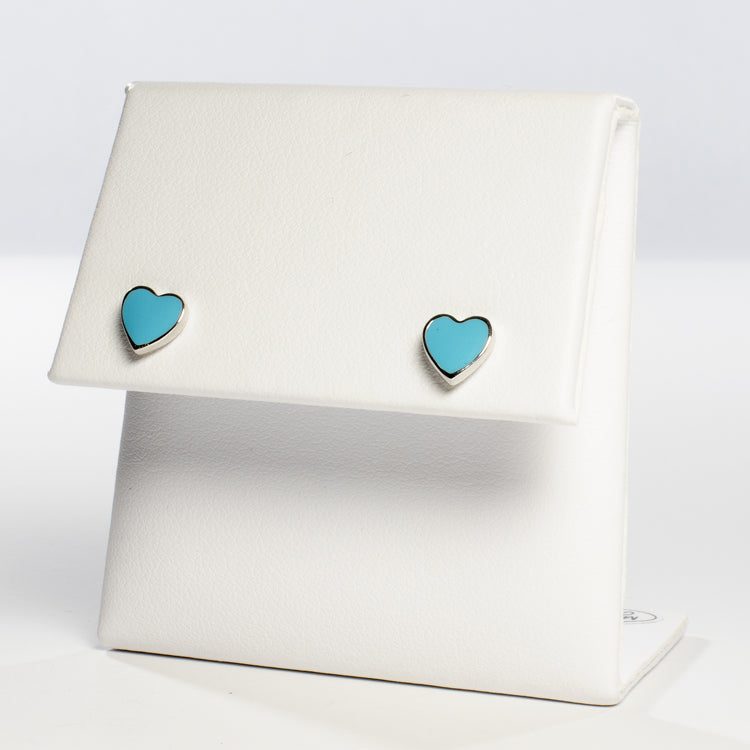 Little Enamel Heart Stud Earrings - Girls & Teens-Earrings-Balara Jewelry