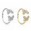 CZ Adjustable Double Butterfly Ring - Gold or Silver