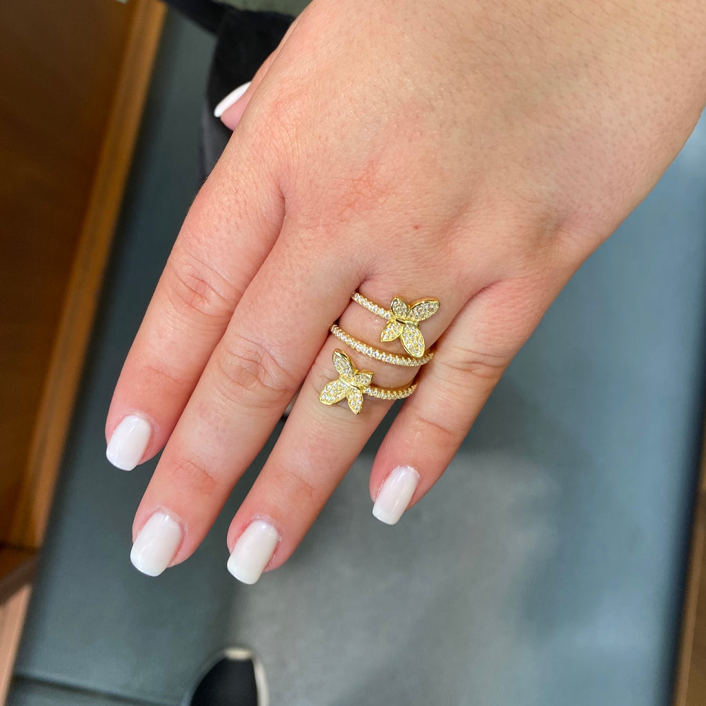 Double CZ Butterfly Ring - Gold