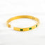 Green CZ Stainless Steel Bangle Bracelet - Gold