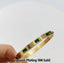Green CZ Stainless Steel Bangle Bracelet - Gold