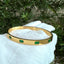 Green CZ Stainless Steel Bangle Bracelet - Gold