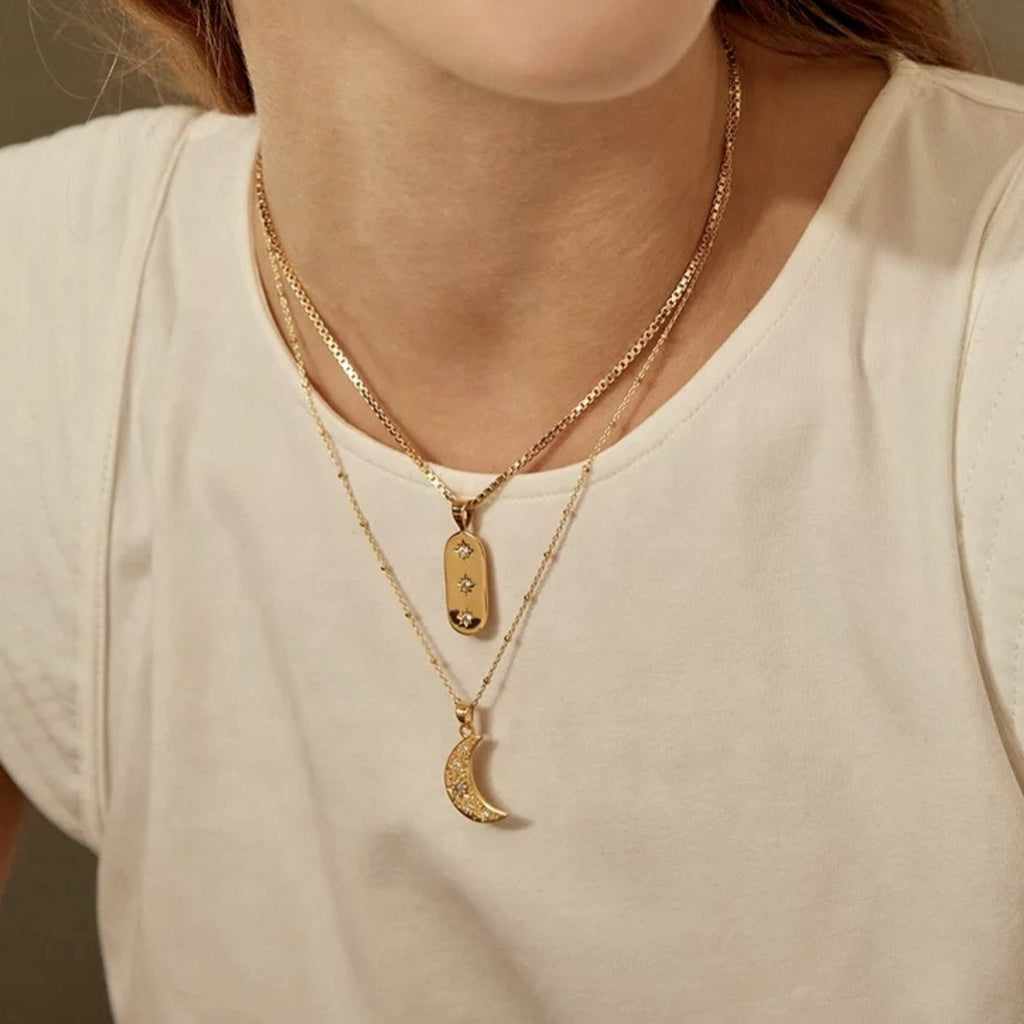 Bridesmaid CZ Tag Necklace - Gold