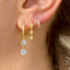 Bezel CZ Dangling Huggie Earrings - Gold Or Silver