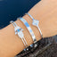 CZ Hamsa - Evil Eye Bangle Bracelet - Gold and Silver
