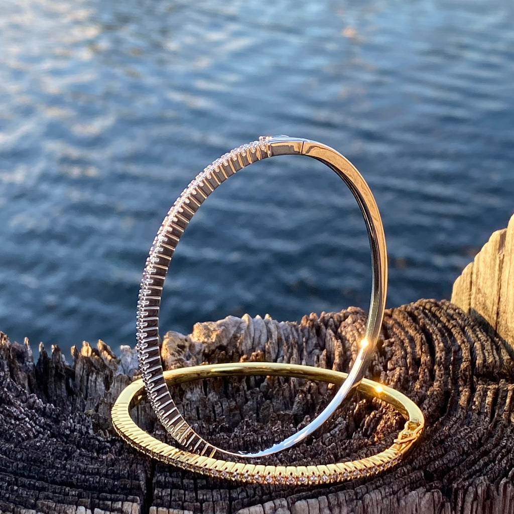 Classic Bangle CZ Bracelet - Gold Or Silver