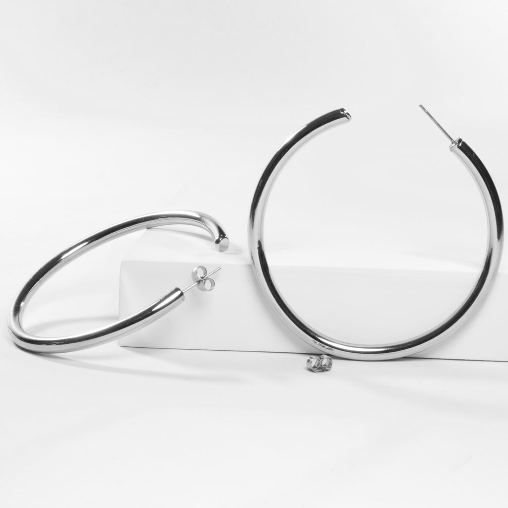 Stainless Steel Hoop Earrings 60 mm-Earrings-Balara Jewelry