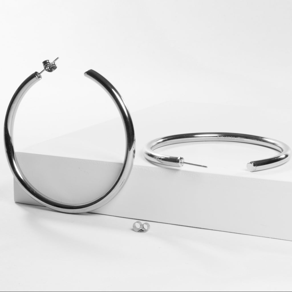 Stainless Steel Hoop Earrings 50mm-Earrings-Balara Jewelry