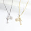 Pave Heart and Key Pendant Necklace