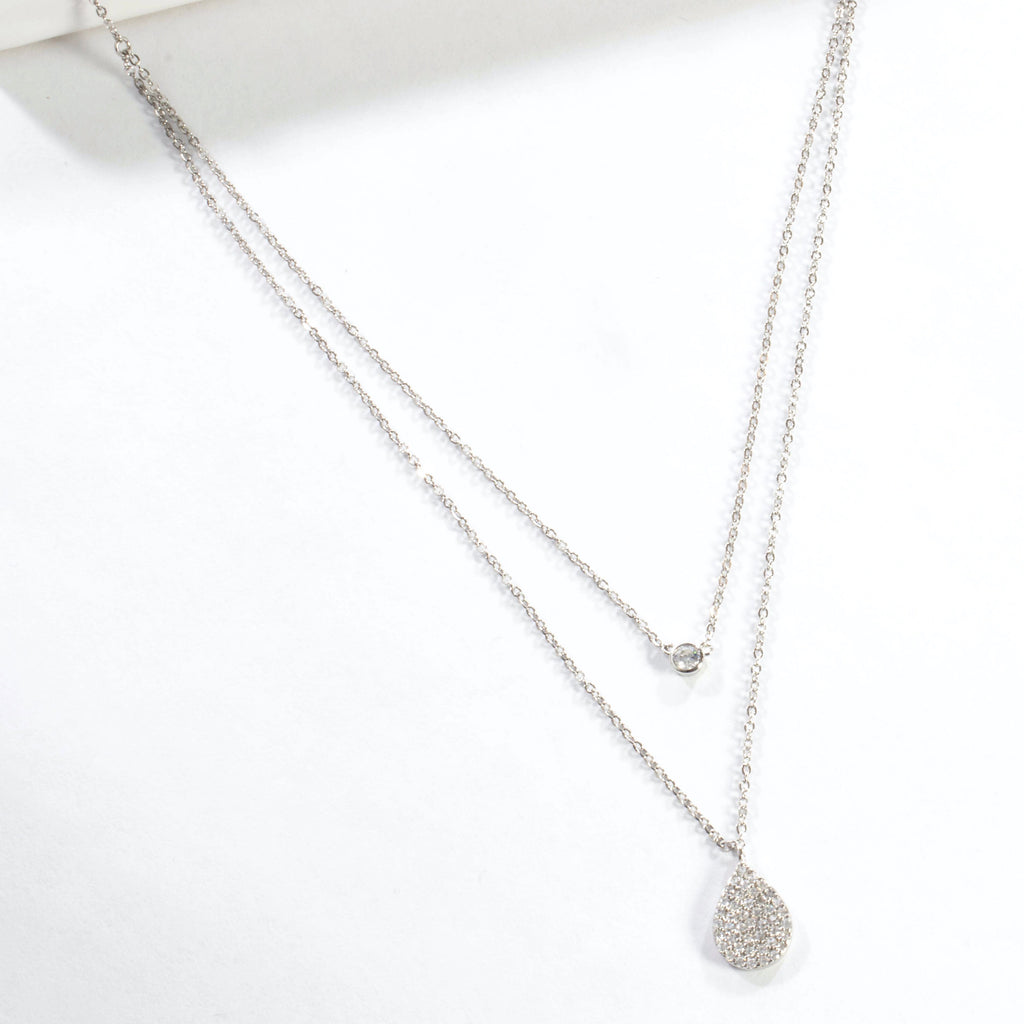 Double Layered Chain Necklace - Silver