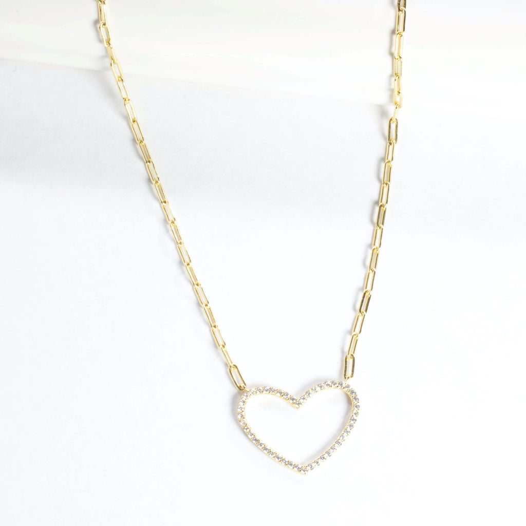 CZ Open Heart Necklace