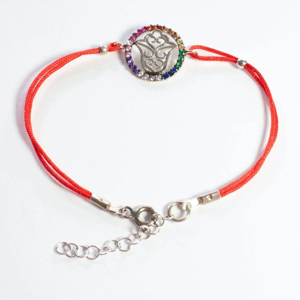 Red String Multicolor Hamsa Bracelet - Gold or Silver