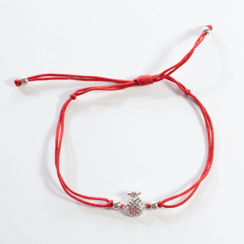 Red String Pineapple Bracelet - Gold or Silver