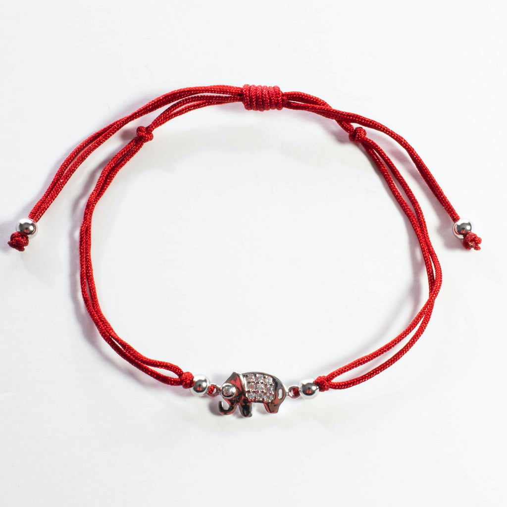 Red String Elephant Bracelet - Gold or Silver