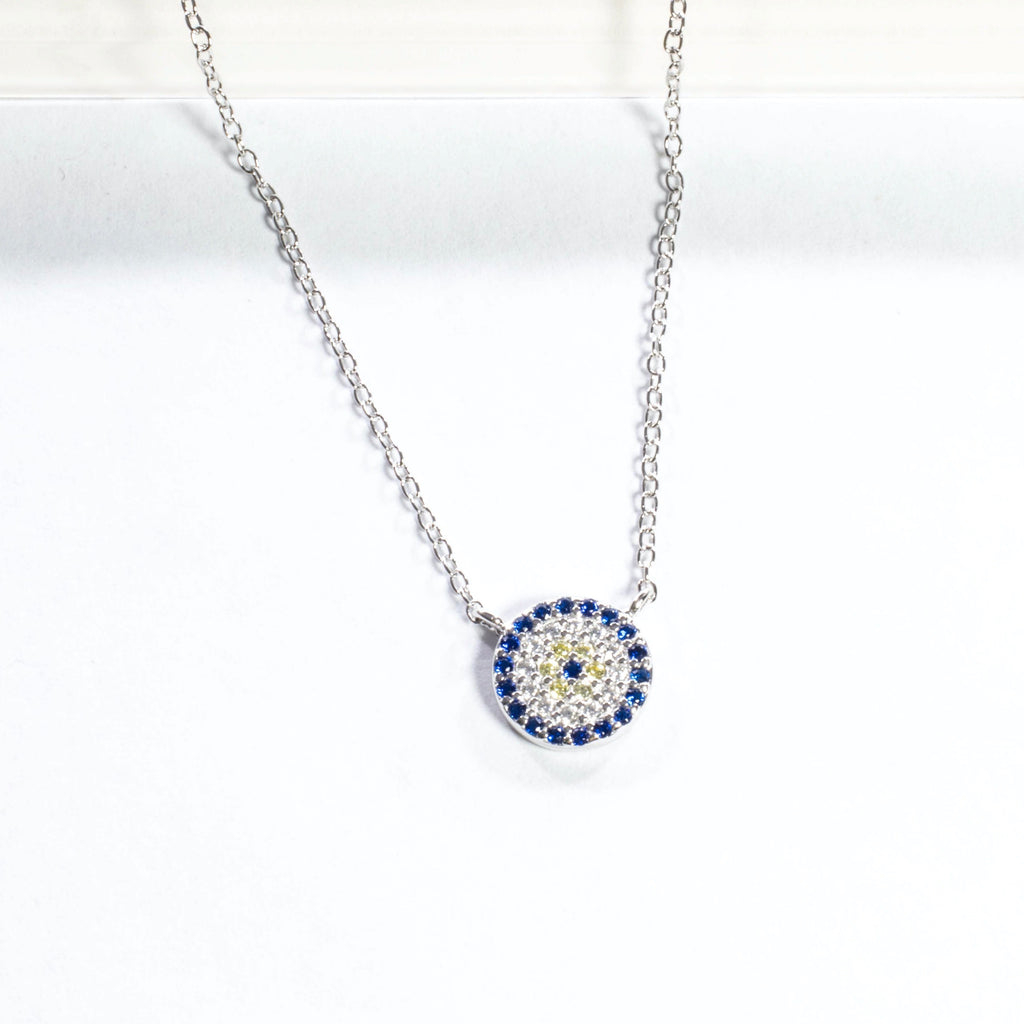 Small CZ Evil Eye Necklace - Gold or Silver