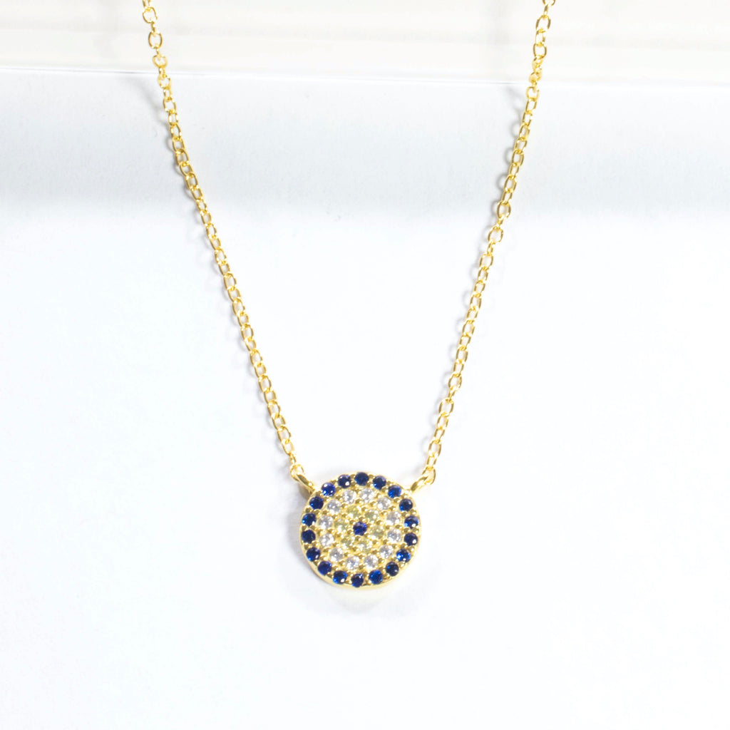Small CZ Evil Eye Necklace - Gold or Silver