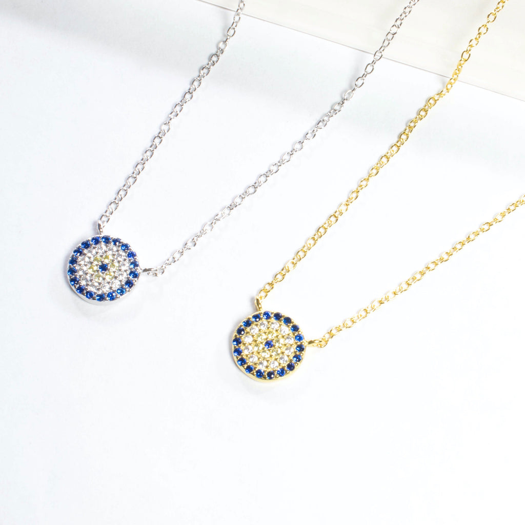 Small CZ Evil Eye Necklace - Gold or Silver