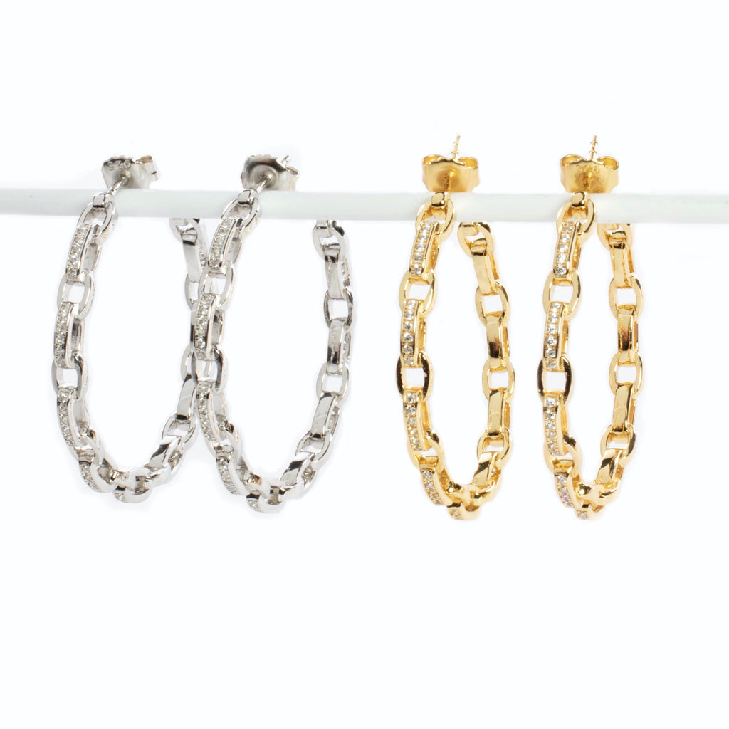 CZ Link Hoop - Gold or Silver