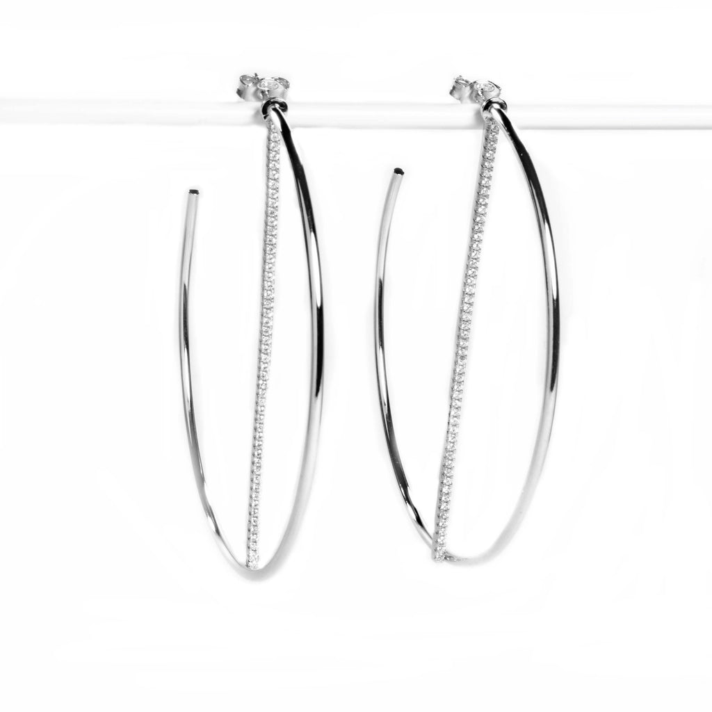 CZ Bar Hoop - Silver