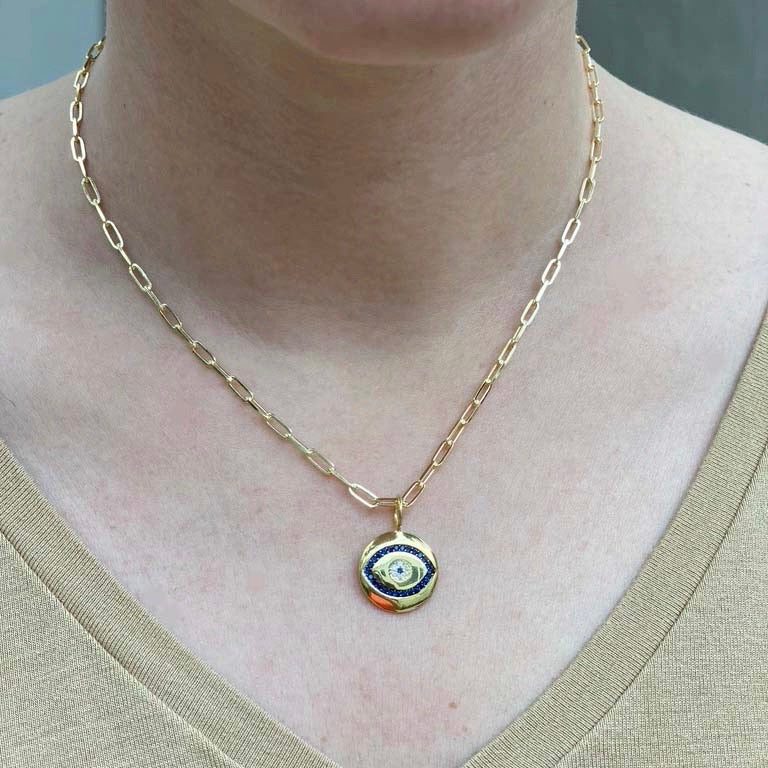 Blue Evil Eye Stone Necklace - Gold or Silver