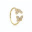 CZ Adjustable Double Butterfly Ring - Gold or Silver