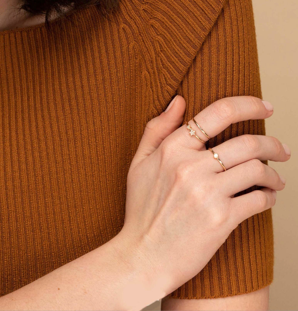 Dainty CZ Two Stars Ring