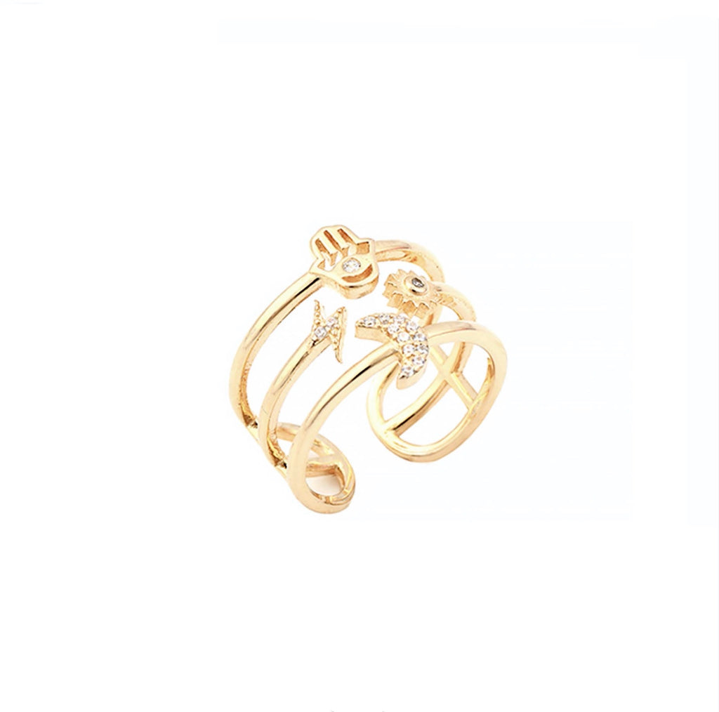 CZ Multi Row Open Ring
