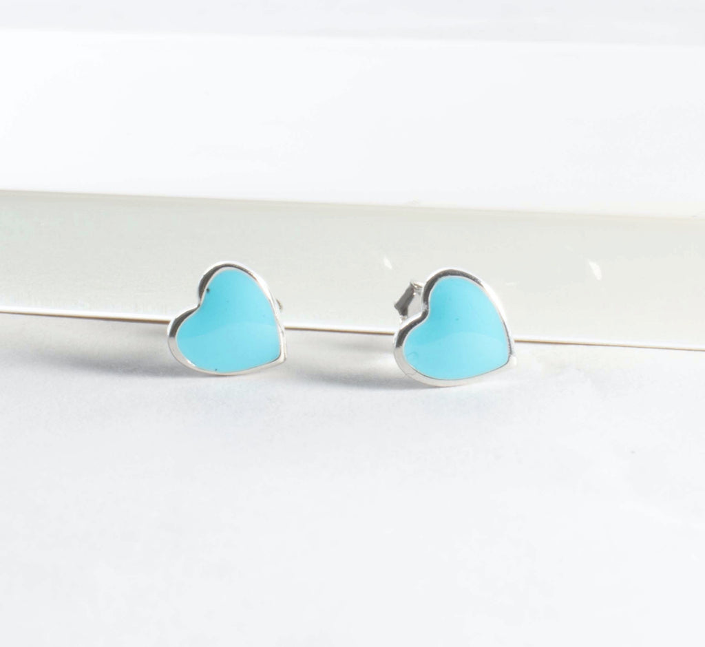 Little Enamel Heart Stud Earrings - Girls & Teens-Earrings-Balara Jewelry