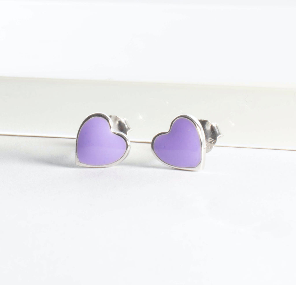 Little Enamel Heart Stud Earrings - Girls & Teens-Earrings-Balara Jewelry