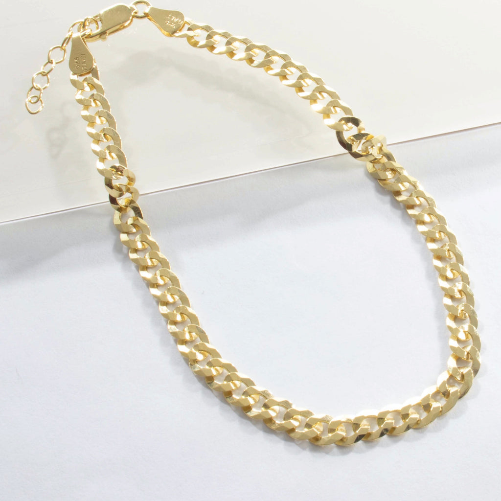 Flat Curb Adjustable Link Anklet - Gold or Silver