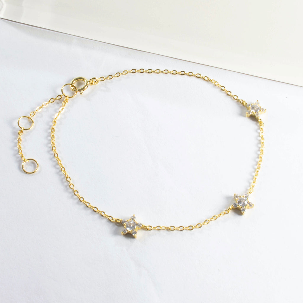 Stars CZ Bracelet - Gold or Silver - Girls & Teens