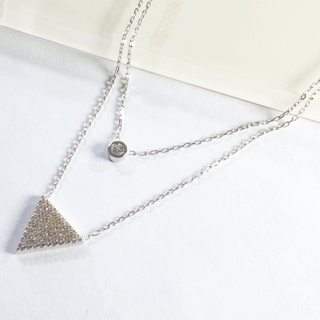 Double Chains Layering Necklace - Silver