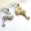 CZ Pave Key & Heart Charm
