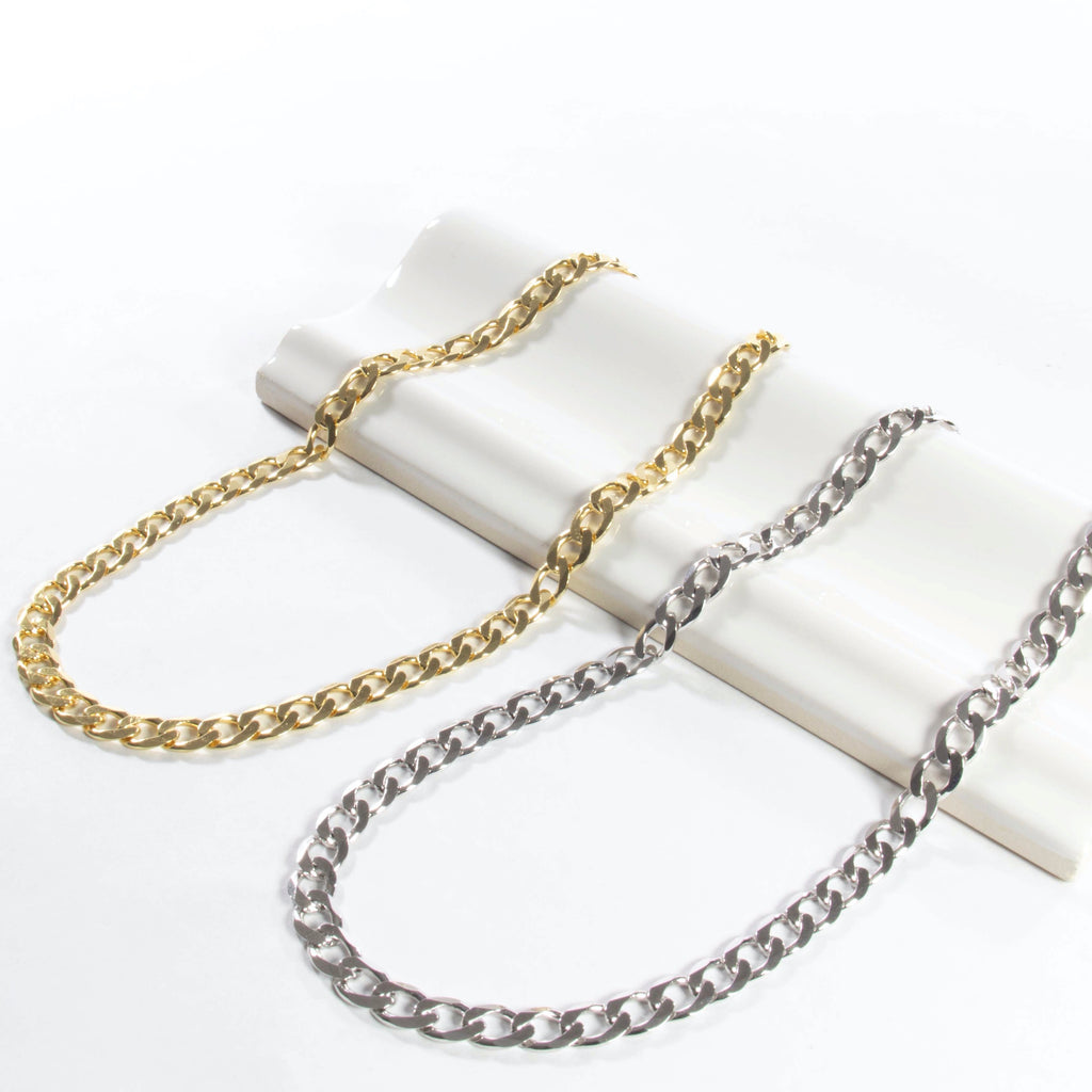 150 Flat Curb Chain Choker - Gold or Silver