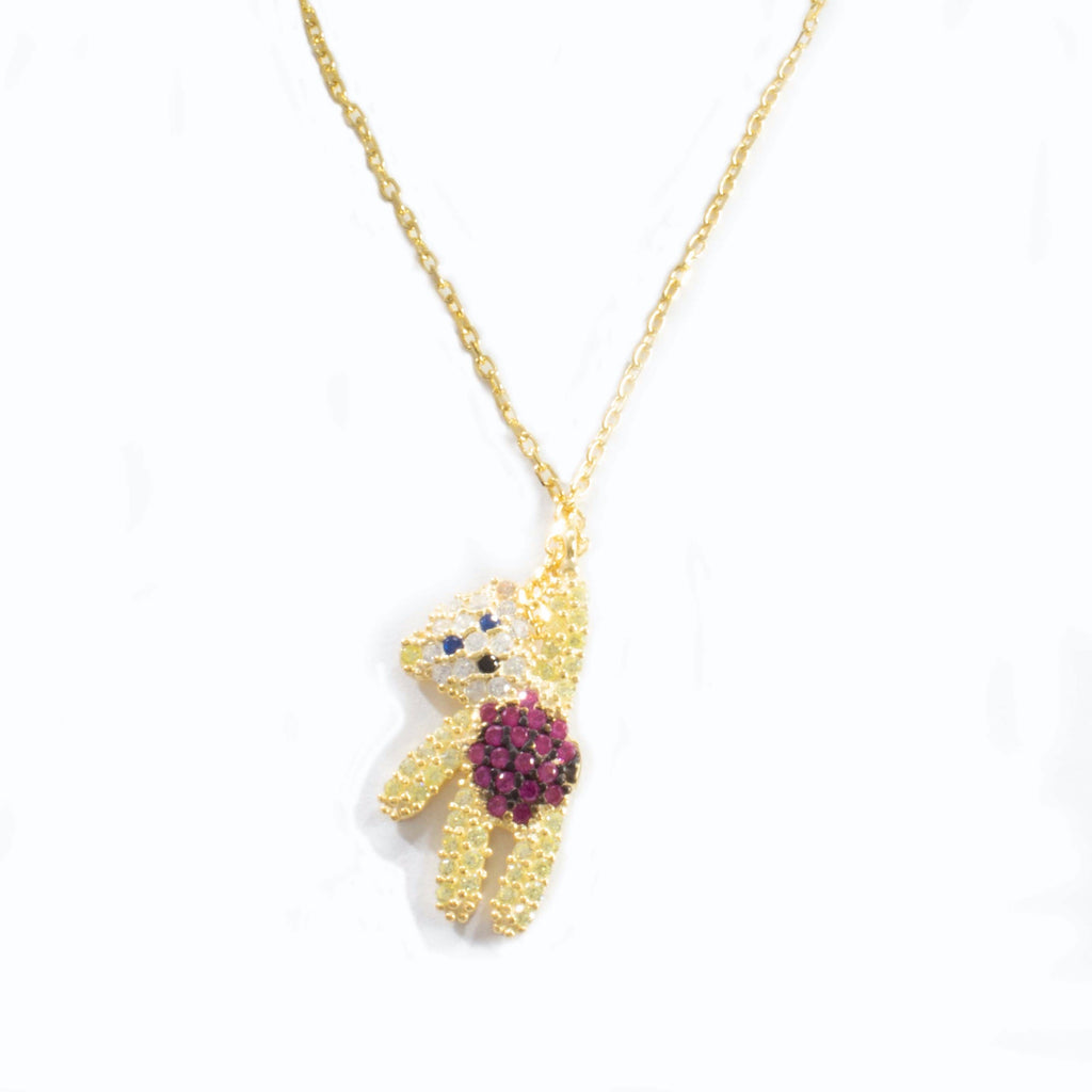 CZ Teddy Bear Design Necklace