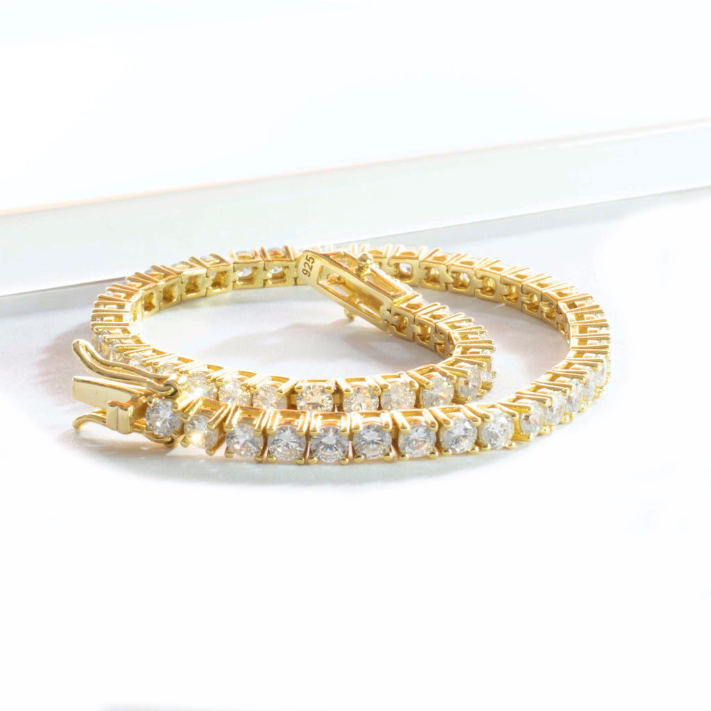 Square CZ Tennis Bracelet 3mm - Gold Or Silver