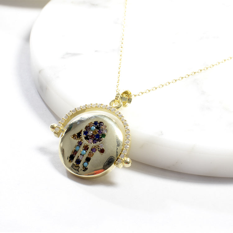 Flip Flop Multicolor Hamsa Pendant Necklace-Necklaces-Balara Jewelry